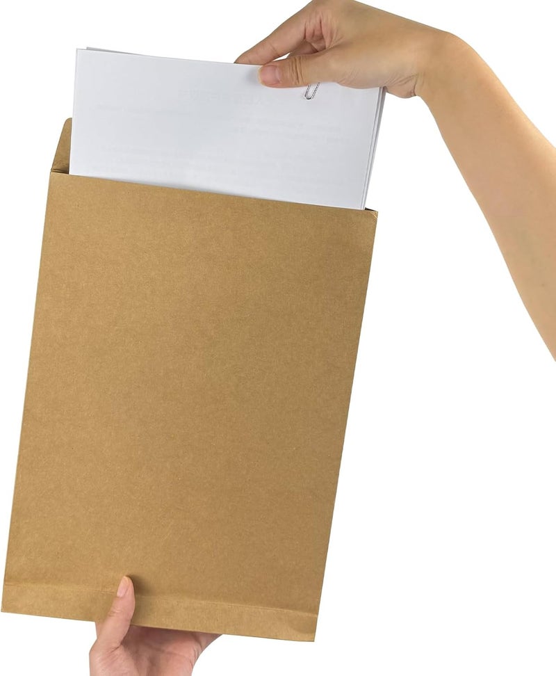 Neehows 25 Pack Expandable Large Kraft Envelopes, 9.3" x 13" Big Mailing Envelopes Self Seal Anti Tear Catalog Envelopes for Business Office Paper Documents File Storage - Brown - Image 4